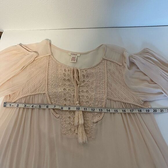 Sundance Sheer Beaded Embroidered Tie-Front Pink Blouse Size Small - Picture 7 of 7